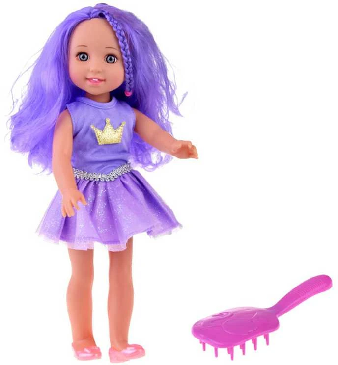 Lėlytė su violetiniais plaukais, 38 cm