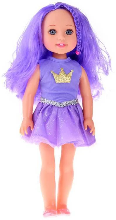Lėlytė su violetiniais plaukais, 38 cm