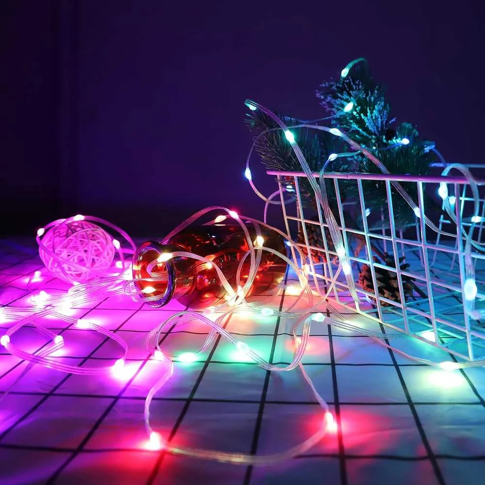 Lempučių girlianda SMART 100 LED RGB USB su pultu, 10+0.6m