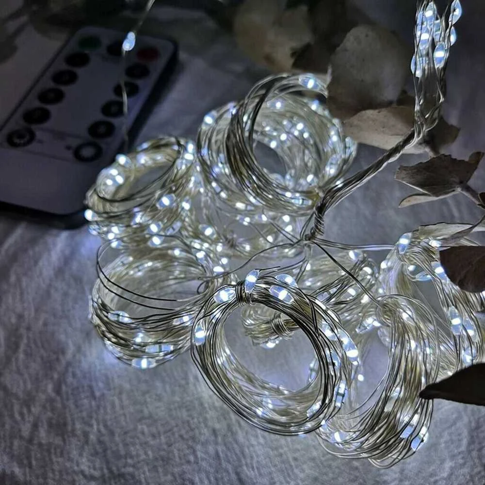 Lempučių užuolaida 300 LED, 3x3 m, šaltai balta, su pultu