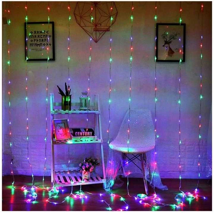 Lempučių užuolaida 300 LED, 3x3 m, šiltai balta