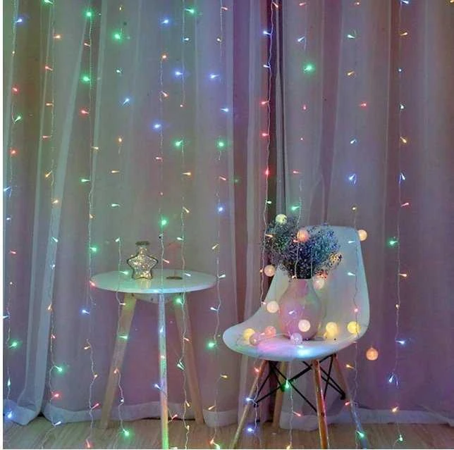 Lempučių užuolaida 300 LED, 3x3 m, šiltai balta