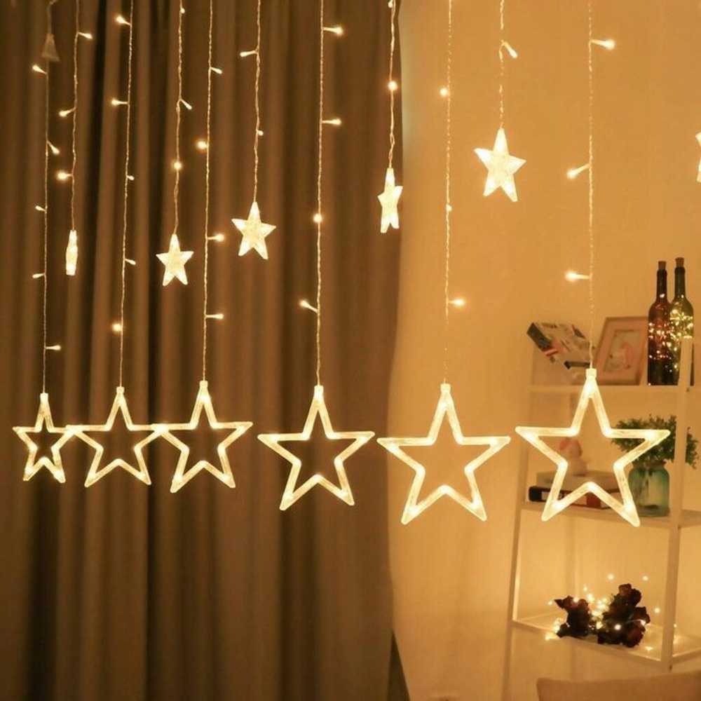 Lempučių užuolaida Žvaigždės 92 LED su pultu
