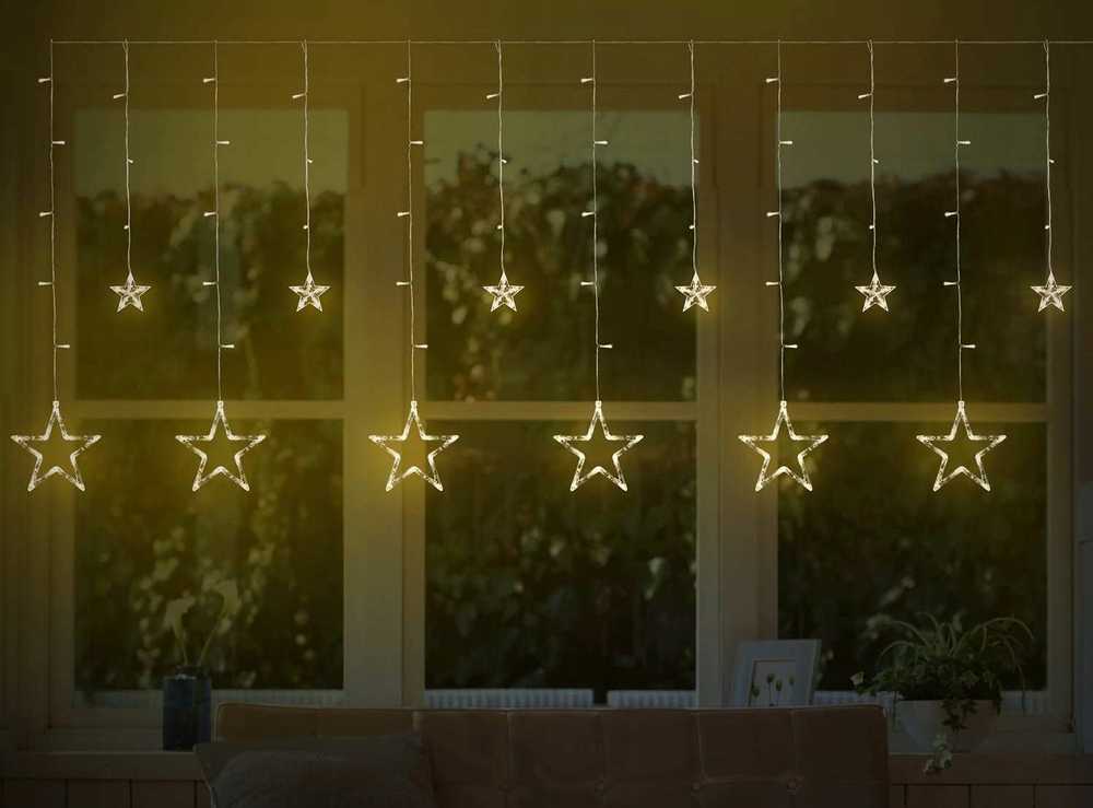 Lempučių užuolaida Žvaigždės 92 LED su pultu