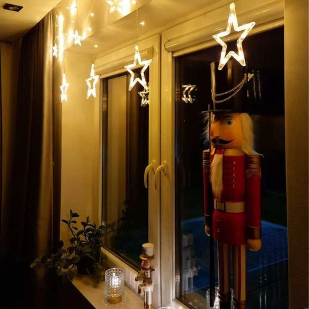 Lempučių užuolaida Žvaigždutės 92 LED "Smart", šiltai balta