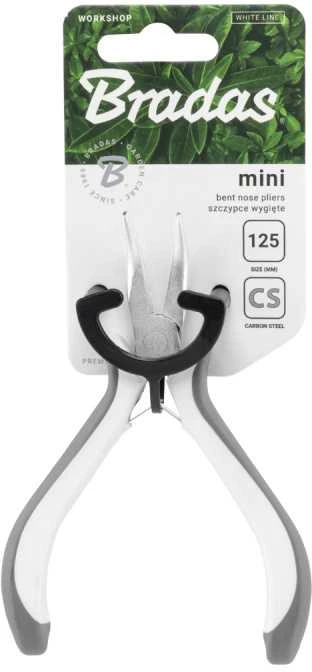 Lenktos replės Bradas MINI Baltas LINE, 125 mm, nikeliuotos