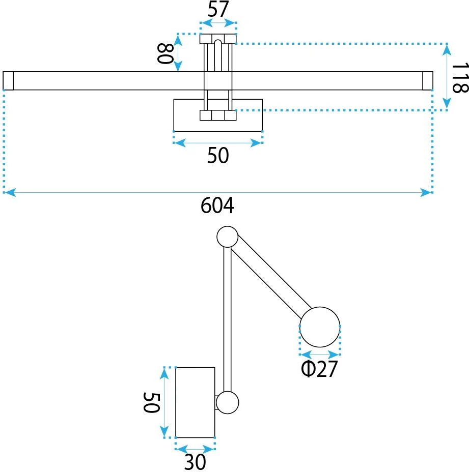 Lubinis šviestuvas Sieninis LED šviestuvas Linea, 60 cm, auksinis