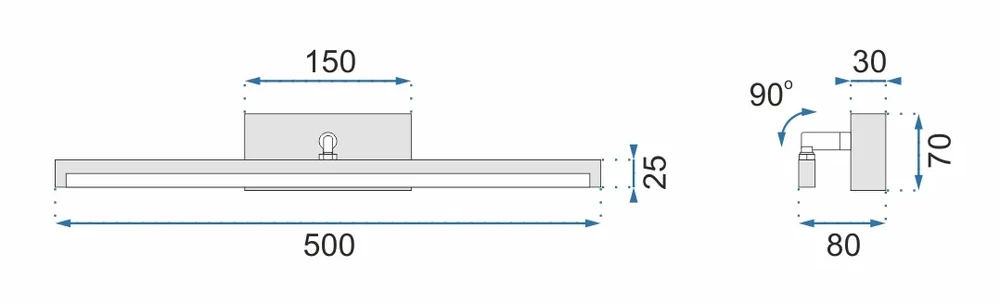 Lubinis šviestuvas Sieninis LED šviestuvas Apollo, 50 cm, Juodas