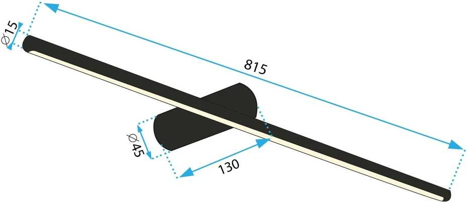 Lubinis šviestuvas Sieninis šviestuvas Kinki LED, 80 cm, Juodas