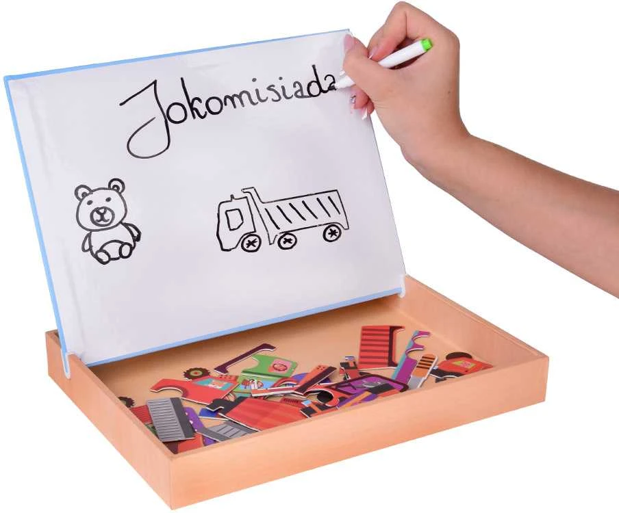 Magnetinė lenta - dėlionė "Statybinės transporto priemonės" 2in1