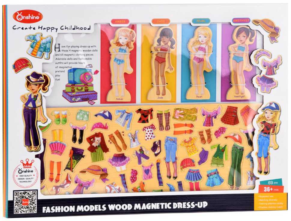 Magnetinė medinė dėlionė Fashion Dress Up