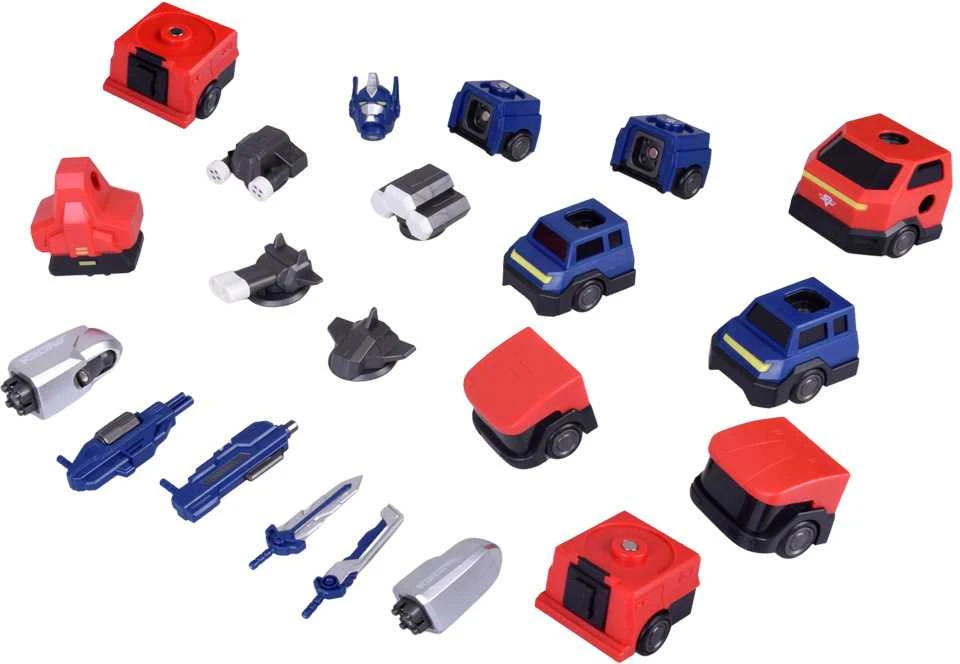 Magnetinis robotas transformeris 2in1, raudonas/mėlynas