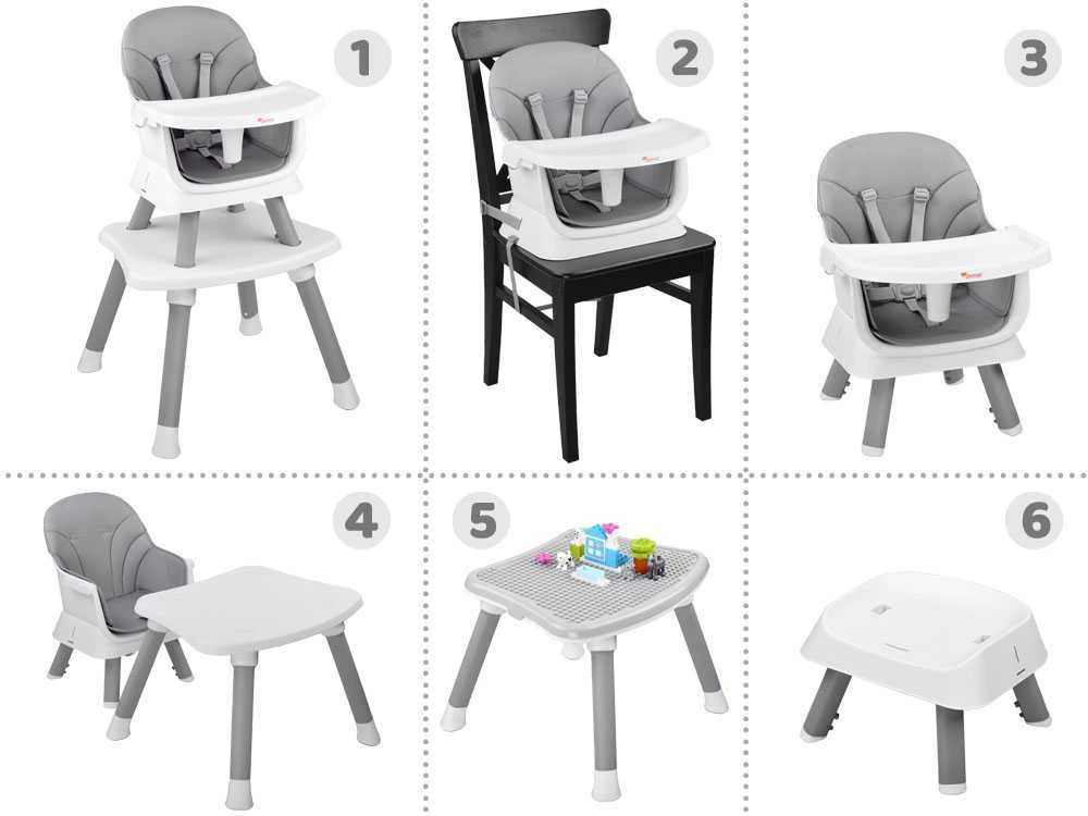 Maitinimo kėdutė - rinkinys 6in1, pilka
