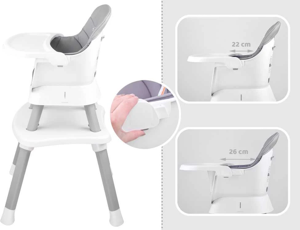 Maitinimo kėdutė - rinkinys 6in1, pilka