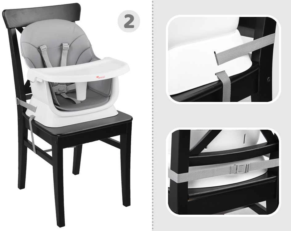 Maitinimo kėdutė - rinkinys 6in1, pilka