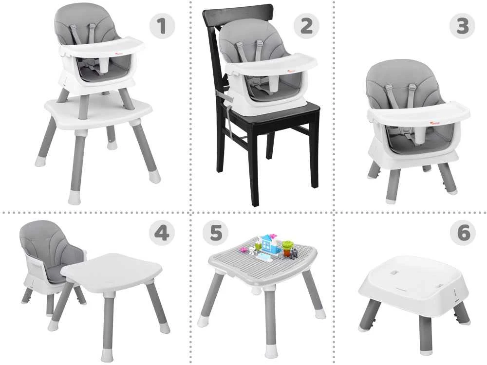 Maitinimo kėdutė - rinkinys 6in1, pilka