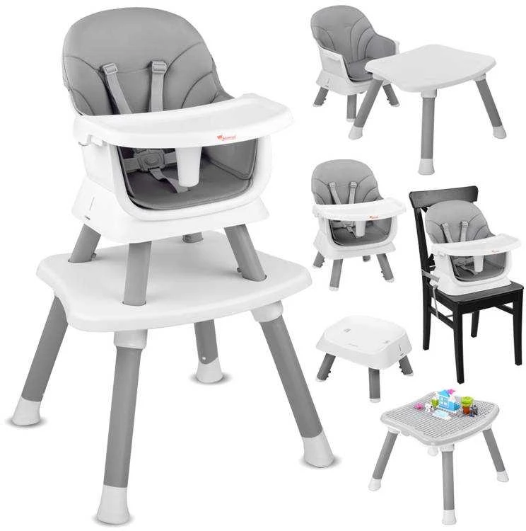Maitinimo kėdutė - rinkinys 6in1, pilka