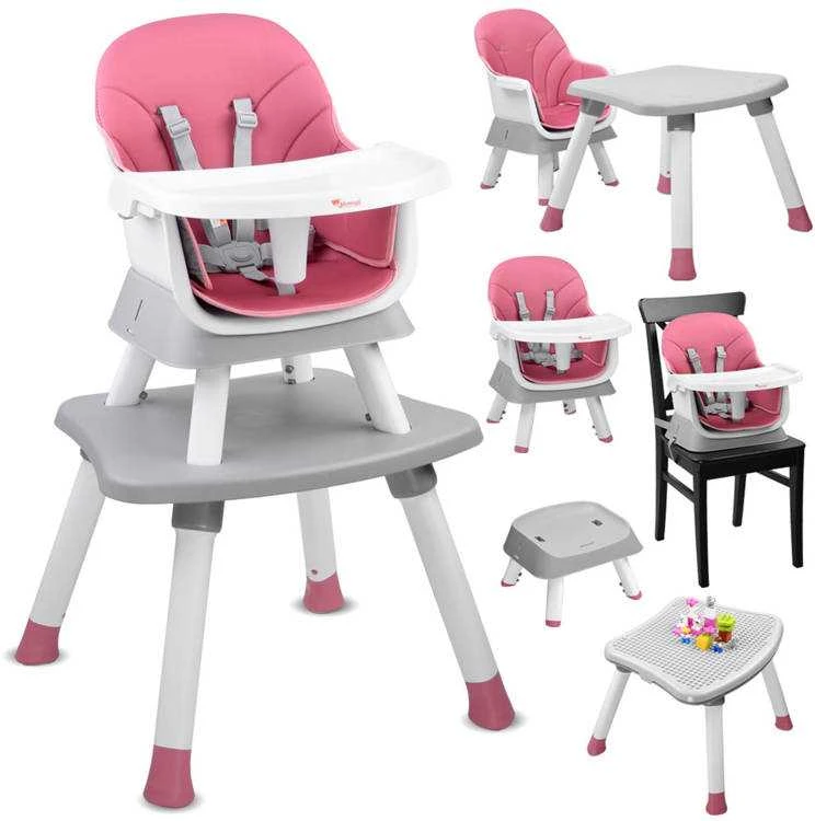 Maitinimo kėdutė - rinkinys 6in1, rožinė