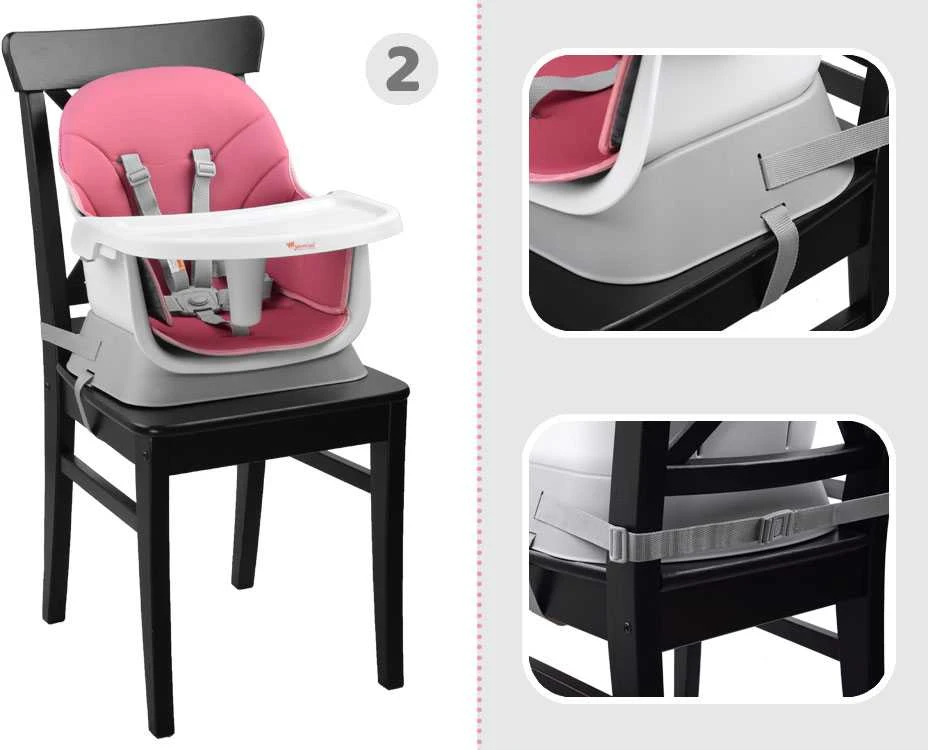 Maitinimo kėdutė - rinkinys 6in1, rožinė