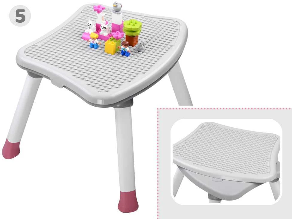 Maitinimo kėdutė - rinkinys 6in1, rožinė