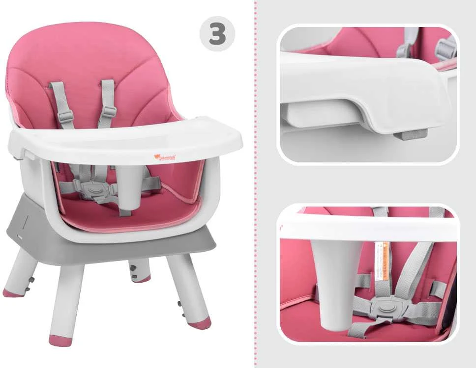 Maitinimo kėdutė - rinkinys 6in1, rožinė