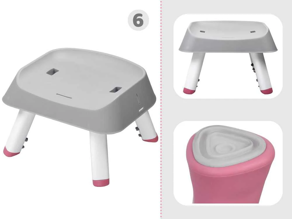 Maitinimo kėdutė - rinkinys 6in1, rožinė