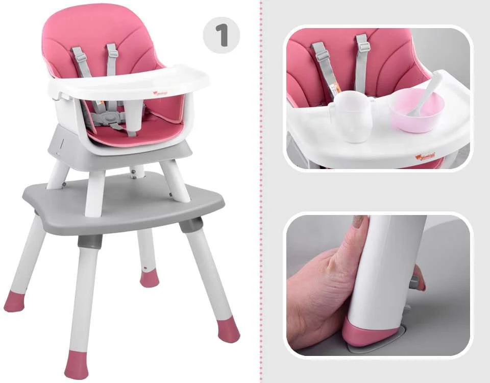 Maitinimo kėdutė - rinkinys 6in1, rožinė