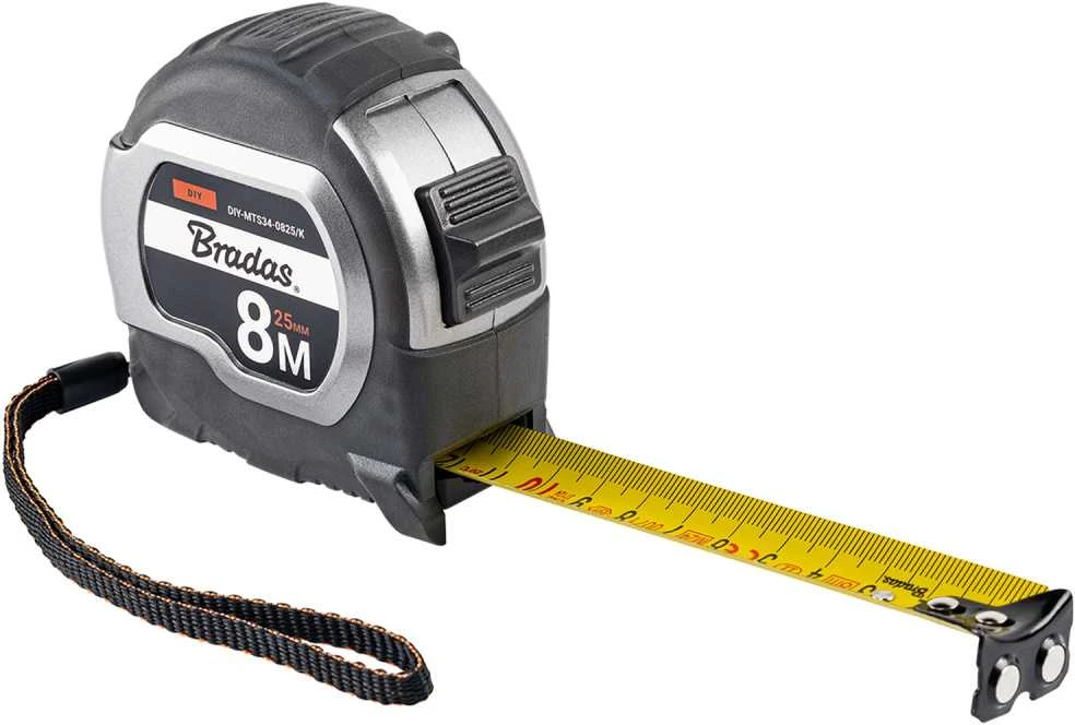 Matavimo ruletė Bradas COAL, 8m/25mm, soft/magnetic tip
