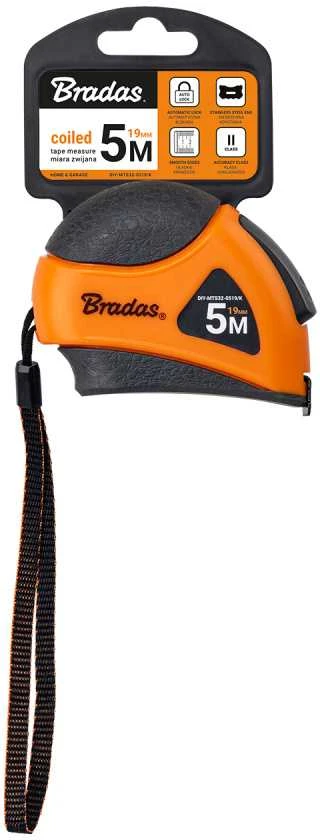 Matavimo ruletė Bradas MOUSE, 5m/19mm, soft/autolock/stainless steel end