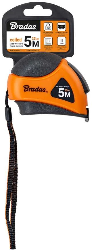 Matavimo ruletė Bradas MOUSE, 5m/25mm, soft/autolock/stainless steel end