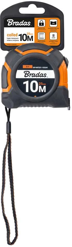 Matavimo ruletė Bradas SNAP, 10m/25mm, soft/stainless steel end