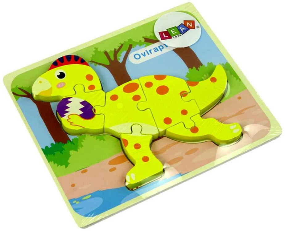Medinė dėlionė Dinozauras, geltonas