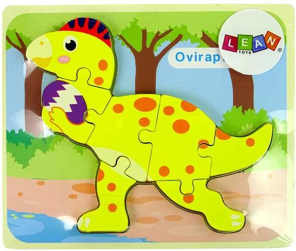Medinė dėlionė Dinozauras, geltonas