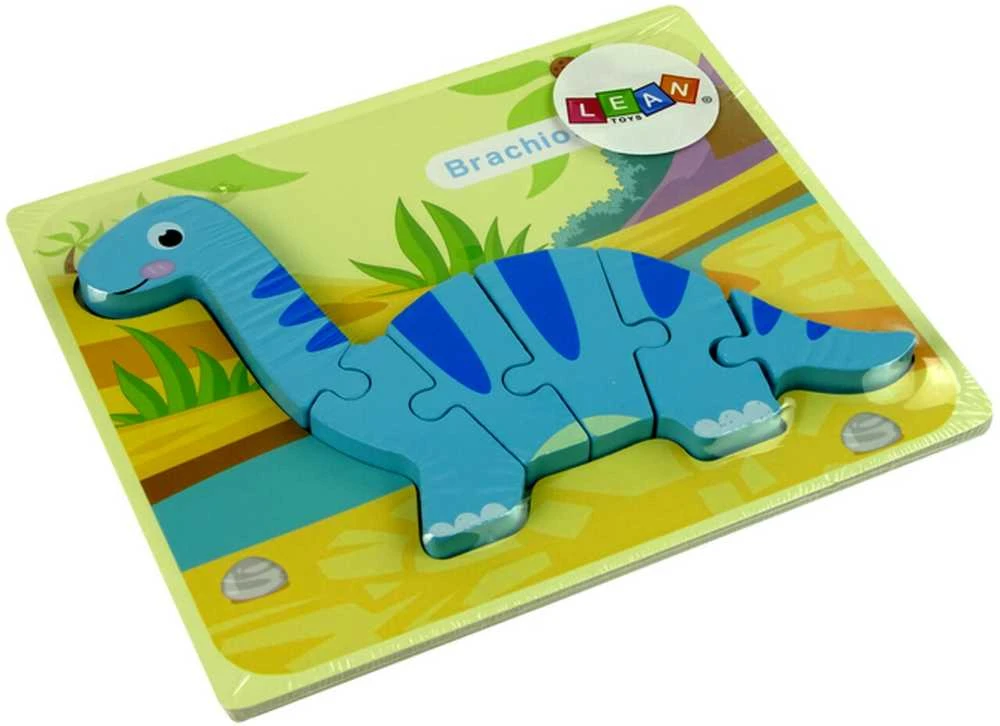 Medinė dėlionė Dinozauras, mėlynas