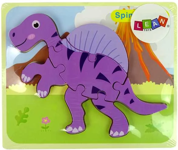 Medinė dėlionė Dinozauras, violetinis