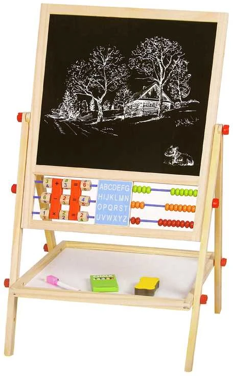 Medinė edukacinė dvipusė piešimo lenta 2in1