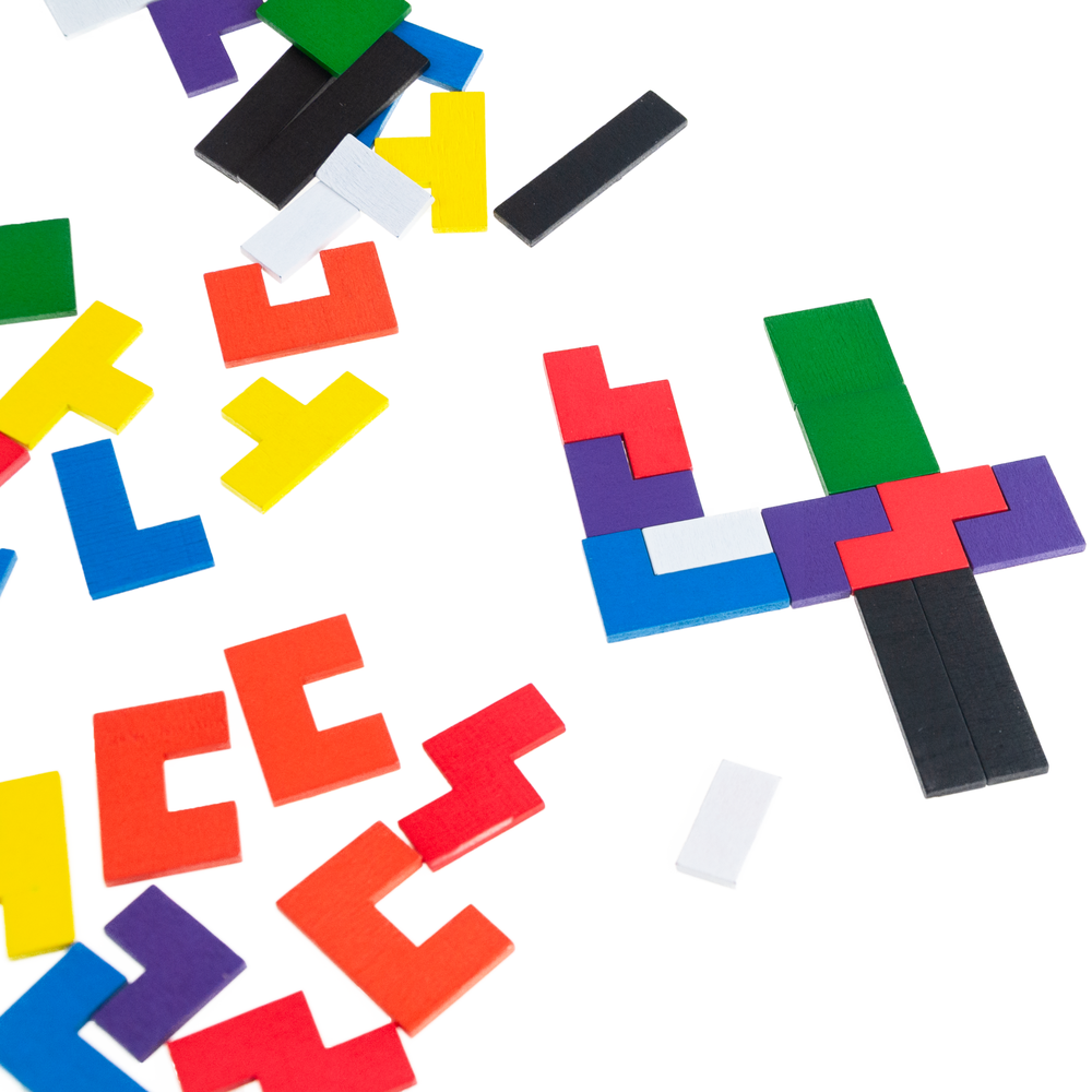 Medinė loginė dėlionė Tetris Tangram
