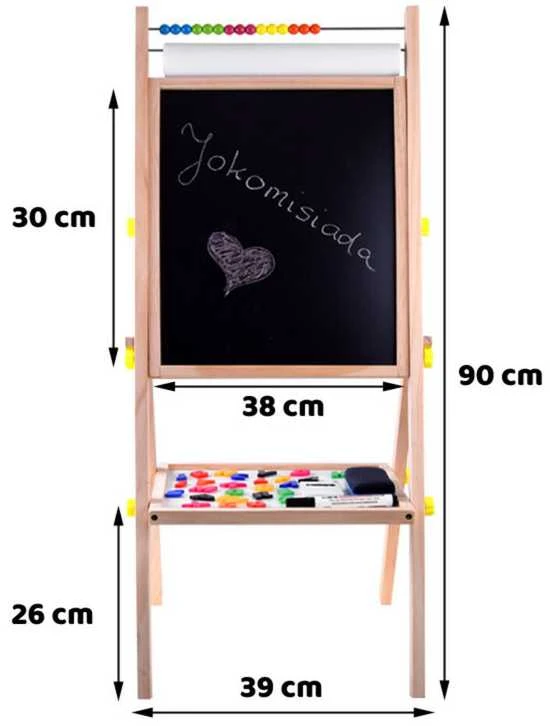 Medinė piešimo lenta su priedais 3in1
