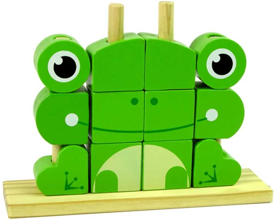 Medinių kaladėlių rinkinys 3D Varlė