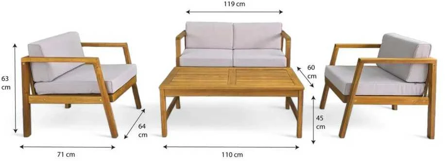 Medinių lauko baldų komplektas MALMO CAFFE Acacia Wood
