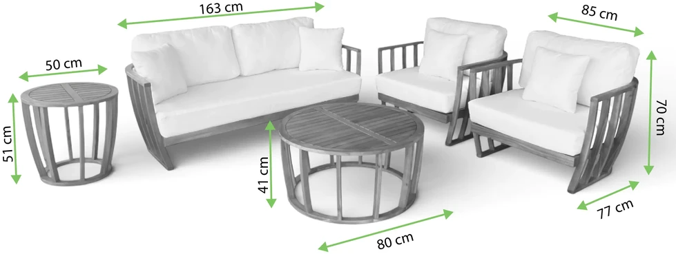 Medinių lauko baldų komplektas NUVIA CAFFE - ACACIA WOOD