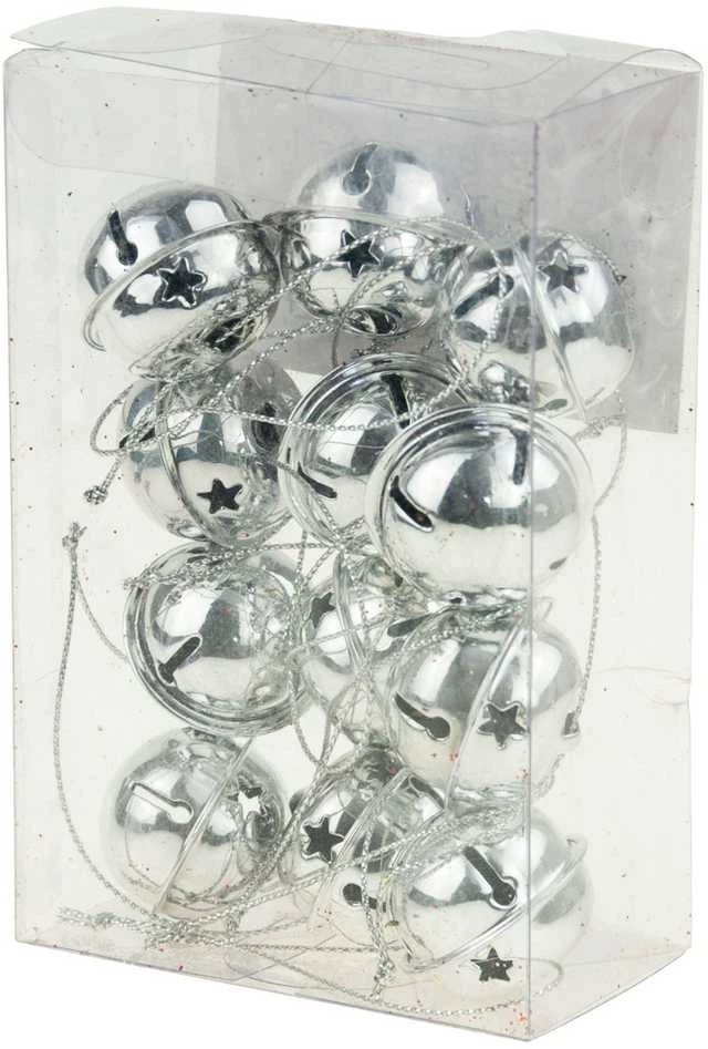 Metaliniai skambaliukai, 12 vnt., sidabriniai