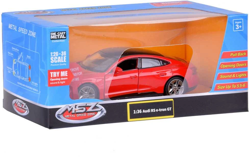 Metalinis automobilis AUDI RS e-tron GT su garso ir šviesos efektais, raudonas