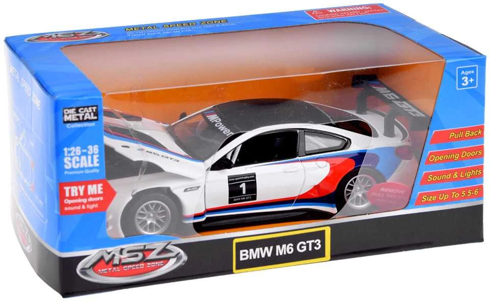 Metalinis automobilis BMW M6 GT3 su šviesos ir garso efektais