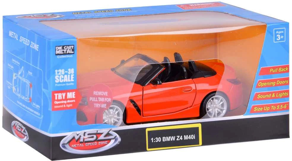 Metalinis automobilis BMW Z4 M40i su garso ir šviesos efektais, raudonas