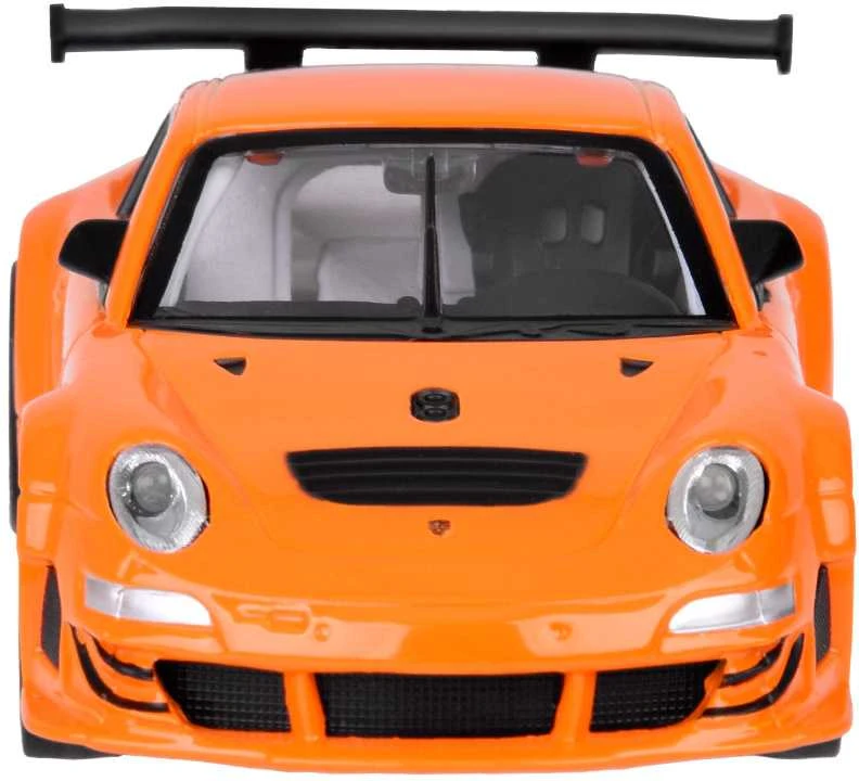 Metalinis automobilis Porsche 911 GT3 RS su garso ir šviesos efektais, oranžinis