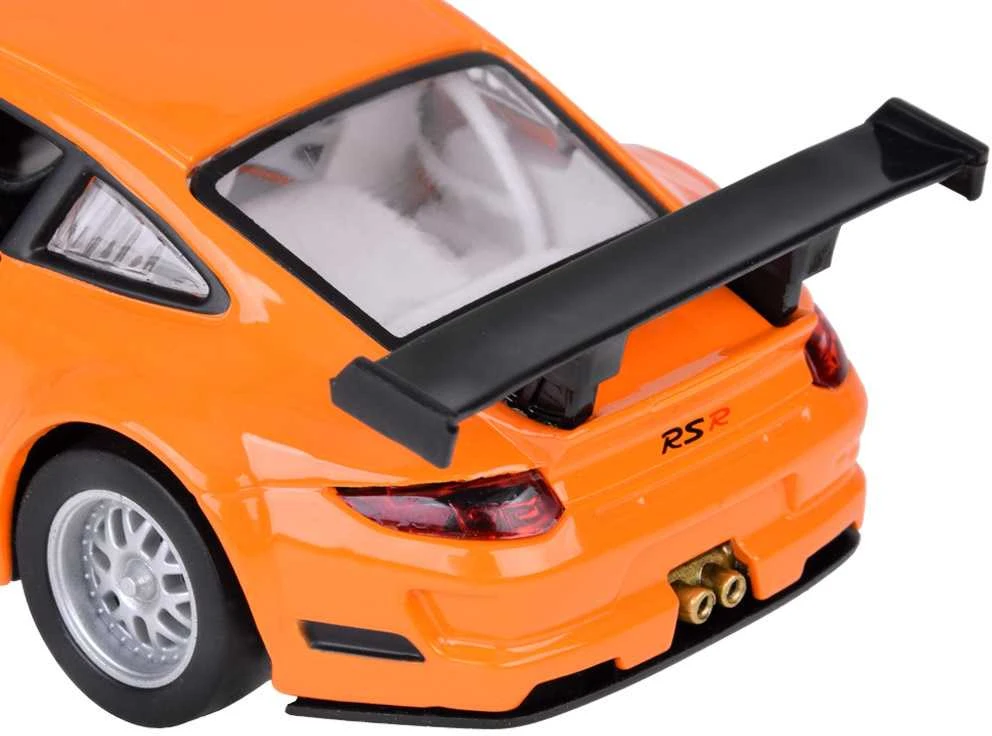 Metalinis automobilis Porsche 911 GT3 RS su garso ir šviesos efektais, oranžinis