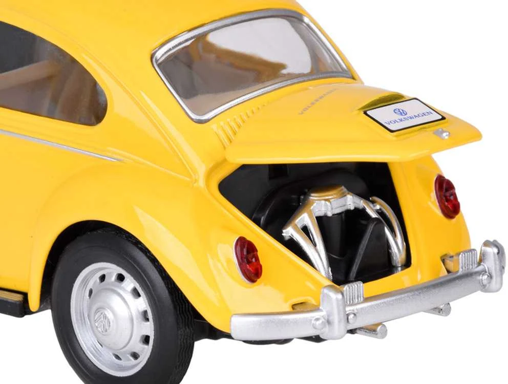 Metalinis automobilis Volkswagen Classical Beetle 1967 su garso ir šviesos efektais, geltonas