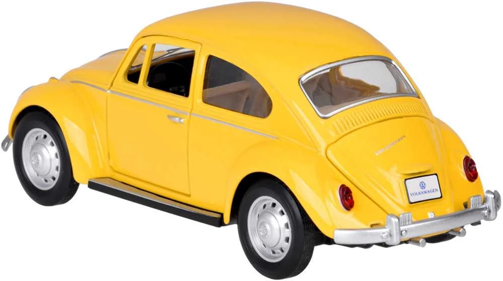 Metalinis automobilis Volkswagen Classical Beetle 1967 su garso ir šviesos efektais, geltonas
