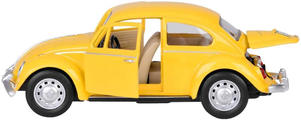 Metalinis automobilis Volkswagen Classical Beetle 1967 su garso ir šviesos efektais, geltonas